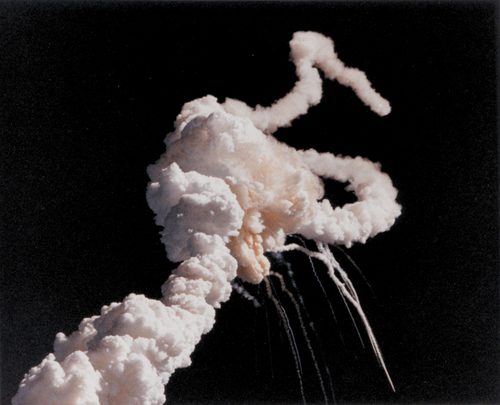 Space Shuttle Challenger explodes 73 seconds after launch