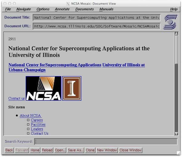 the Mosaic web browser
