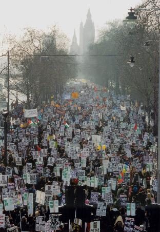 Britain joins the invasion of Iraq after a million march in protest