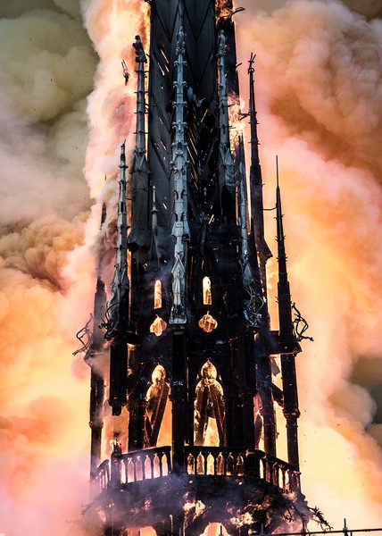 Notre-Dame Cathedral burns in Paris, watched live around the world, April 15, 2019.