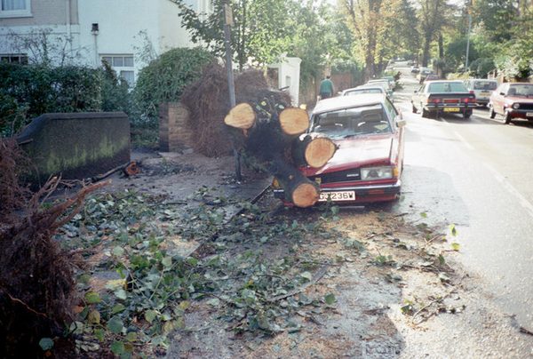 The Great Storm devastates southern England overnight