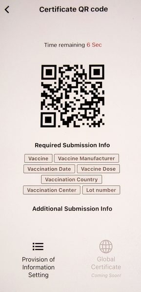 Vaccine passport QR codes